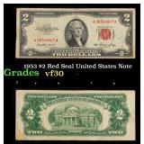 1953 $2 Red Seal United States Note Grades vf++