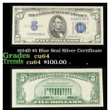 1934D $5 Blue Seal Silver Certificate Grades Choic