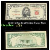 1963 $5 Red Seal United States Note Grades vf++