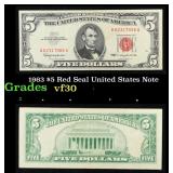 1963 $5 Red Seal United States Note Grades vf++