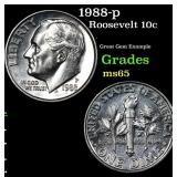 1988-p Roosevelt Dime 10c Grades GEM Unc