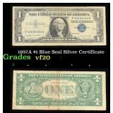 1957A $1 Blue Seal Silver Certificate Grades vf, v