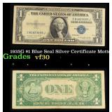 1935G $1 Blue Seal Silver Certificate Grades vf++