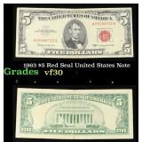 1963 $5 Red Seal United States Note Grades vf++