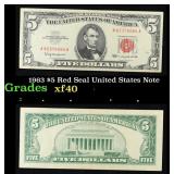 1963 $5 Red Seal United States Note Grades xf