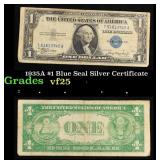 1935A $1 Blue Seal Silver Certificate Grades vf+