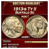 1913-s Ty II Buffalo Nickel 5c ms66+ SEGS