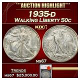 1935-d Walking Liberty Half Dollar 50c ms67 SEGS