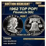 IO 1962 Proof Franklin Half Dollar TOP POP! 50c pr