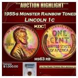 PCGS 1955-s Lincoln Cent Monster Rainbow Toned 1c