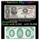 1891 $1 Treasury Note Edwin M Stanton Grades Choic