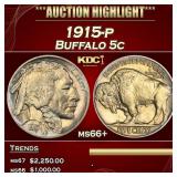 IO 1915-p Buffalo Nickel 5c ms66+ SEGS