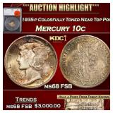 1935-p Mercury Dime Colorfully Toned Near Top Pop!