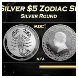 2024 Tokelau 1 oz Silver $5 Zodiac Series: Scorpio