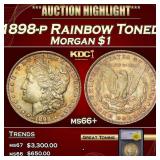 1898-p Morgan Dollar Rainbow Toned $1 ms66+ SEGS