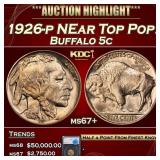 1926-p Buffalo Nickel NEar Top Pop! 5c ms67+ SEGS