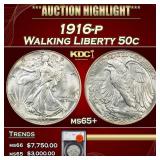 1916-p Walking Liberty Half Dollar 50c ms65+ SEGS