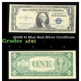 1935E $1 Blue Seal Silver Certificate Grades xf+