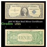 1957 $1 Blue Seal Silver Certificate Grades vf+