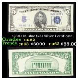 1934D $5 Blue Seal Silver Certificate Grades Selec