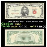 1963 $5 Red Seal United States Note Grades Choice