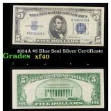 1934A $5 Blue Seal Silver Certificate Grades xf