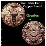 1oz .999 Fine Copper Bullion Round - Alien Style G