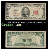 1963 $5 Red Seal United States Note Grades vf++