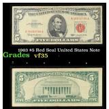 1963 $5 Red Seal United States Note Grades vf++