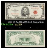 1963 $5 Red Seal United States Note Grades Choice