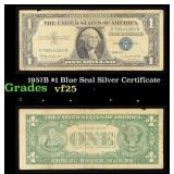 1957B $1 Blue Seal Silver Certificate Grades vf+