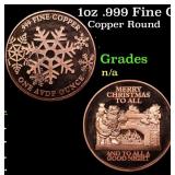 1oz .999 Fine Copper Bullion Round - Merry Christm