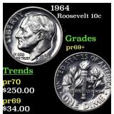 1964 Proof Roosevelt Dime 10c Grades GEM++ Proof