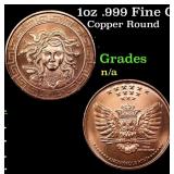 1oz .999 Fine Copper Bullion Round - Medusa Style