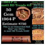 BU Shotgun Lincoln 1c roll, 1964-p 50 pcs Bank Wra