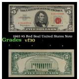 1963 $5 Red Seal United States Note Grades vf++