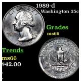 1989-d Washington Quarter 25c Grades GEM+ Unc