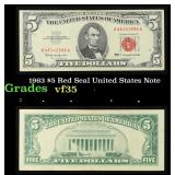 1963 $5 Red Seal United States Note Grades vf++