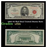 1963 $5 Red Seal United States Note Grades vf++