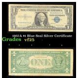 1957A $1 Blue Seal Silver Certificate Grades vf+