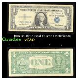 1957 $1 Blue Seal Silver Certificate Grades vf++