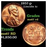 1957-p Lincoln Cent 1c GEM++ Unc RD USCG