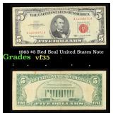 1963 $5 Red Seal United States Note Grades vf++