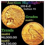 *Highlight* 1914-d Gold Indian Half Eagle $5 Selec