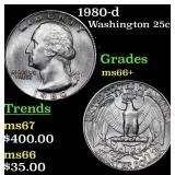 1980-d Washington Quarter 25c Grades GEM++ Unc