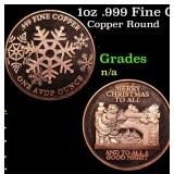 1oz .999 Fine Copper Bullion Round - Merry Christm