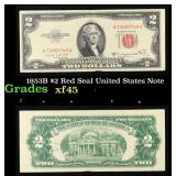 1953B $2 Red Seal United States Note Grades xf+