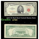 1963 $5 Red Seal United States Note Grades xf