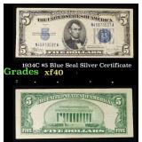 1934C $5 Blue Seal Silver Certificate Grades xf