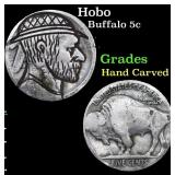 Hobo Buffalo Nickel 5c Grades Hand Carved